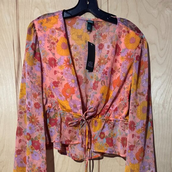 wild fable Tops - Wild Fable Floral, Sheer top in Orange size L